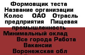 Формовщик теста › Название организации ­ Колос-3, ОАО › Отрасль предприятия ­ Пищевая промышленность › Минимальный оклад ­ 21 000 - Все города Работа » Вакансии   . Воронежская обл.,Воронеж г.